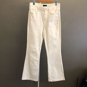 Massimo Dutti White Boot Cut Fit Flared Low Rise Boho High Rise Denim Jeans. US8